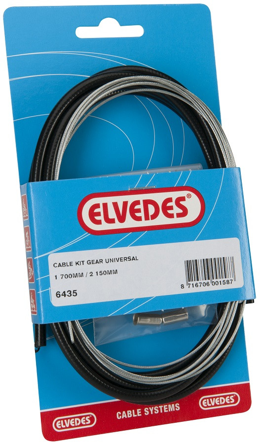 Versnellingskabel compleet universeel Elvedes 1700mm / 2250mm verzinkt - zwart (op kaart)